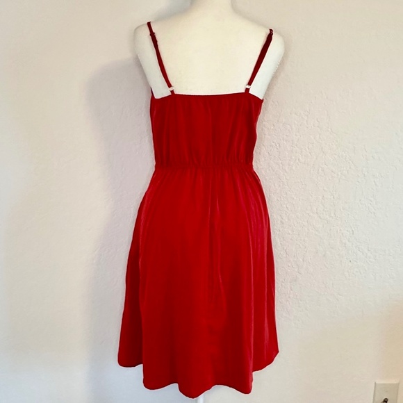 Red V-Neckline Spaghetti-Strap Mini Dress, Size S - Picture 4 of 9